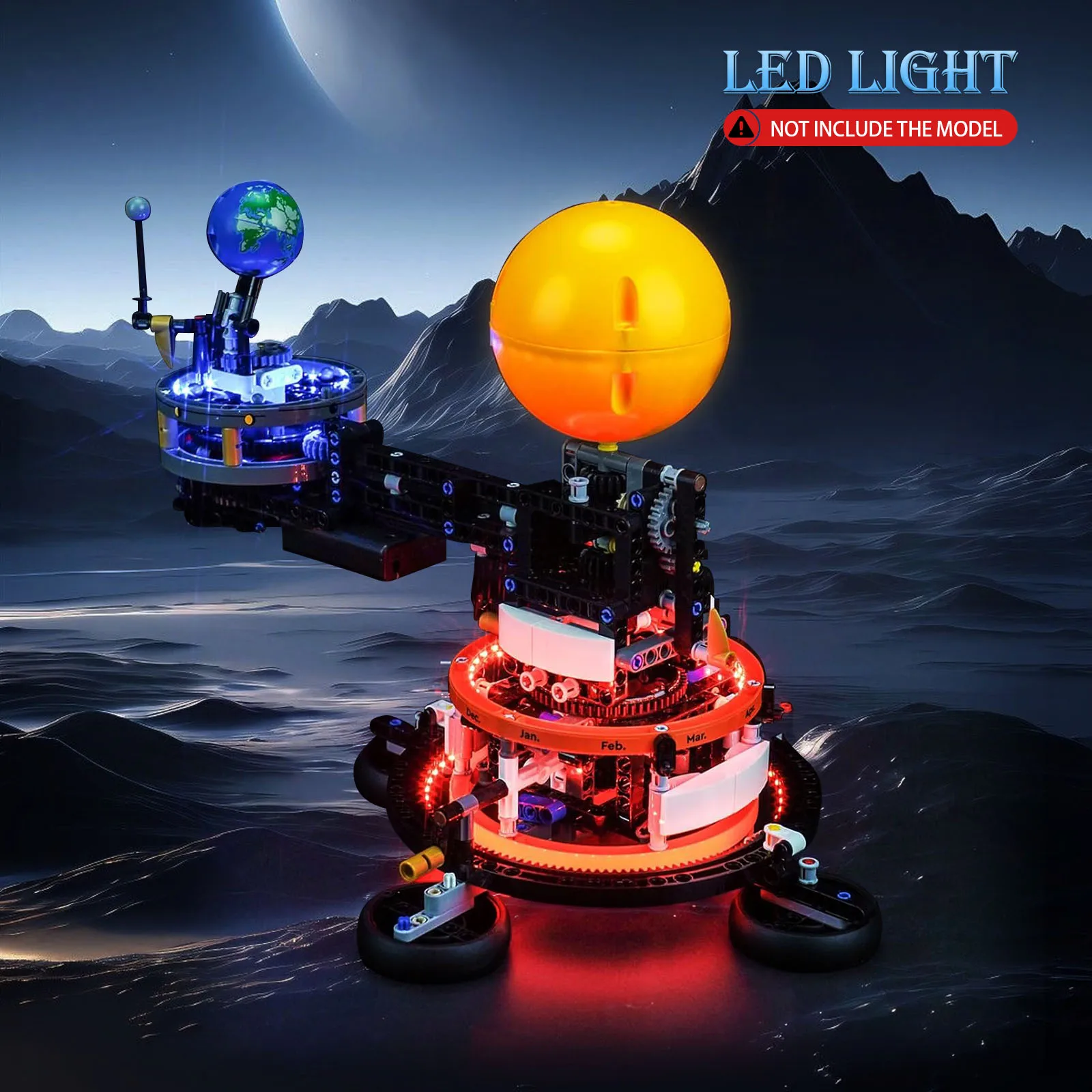 O conjunto de luz LED LYBMTWF 42179 é adequado para blocos de construção Planet Earth and Moon in Orbit (incluindo apenas acessórios de iluminação)