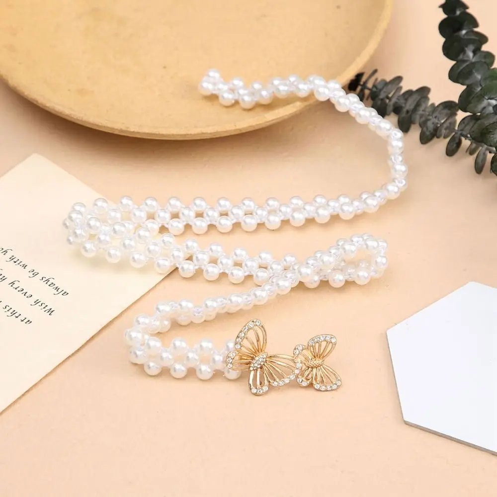 Ceinture élastique élégante avec perle décorative pour femme, pull rétro, fournitures de vêtements, structure en diamant