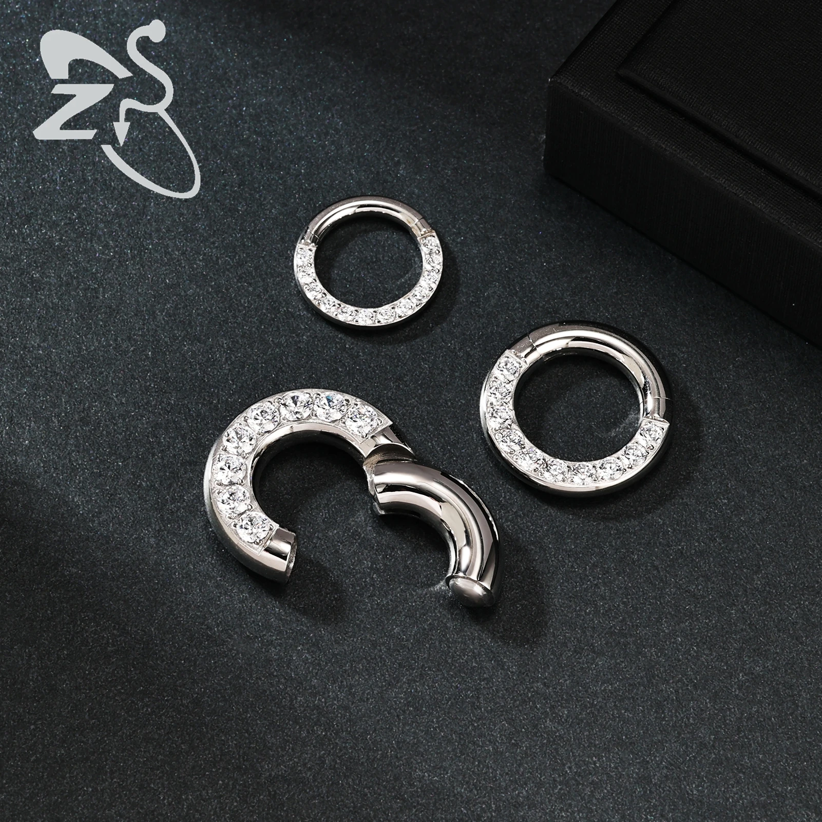ZS 1PC 316L Stainless Steel Hoop Earring for Women Silver Plated Circle Earring Large Gauge Seputm Nose Ring 2/4/6/8/10/12G