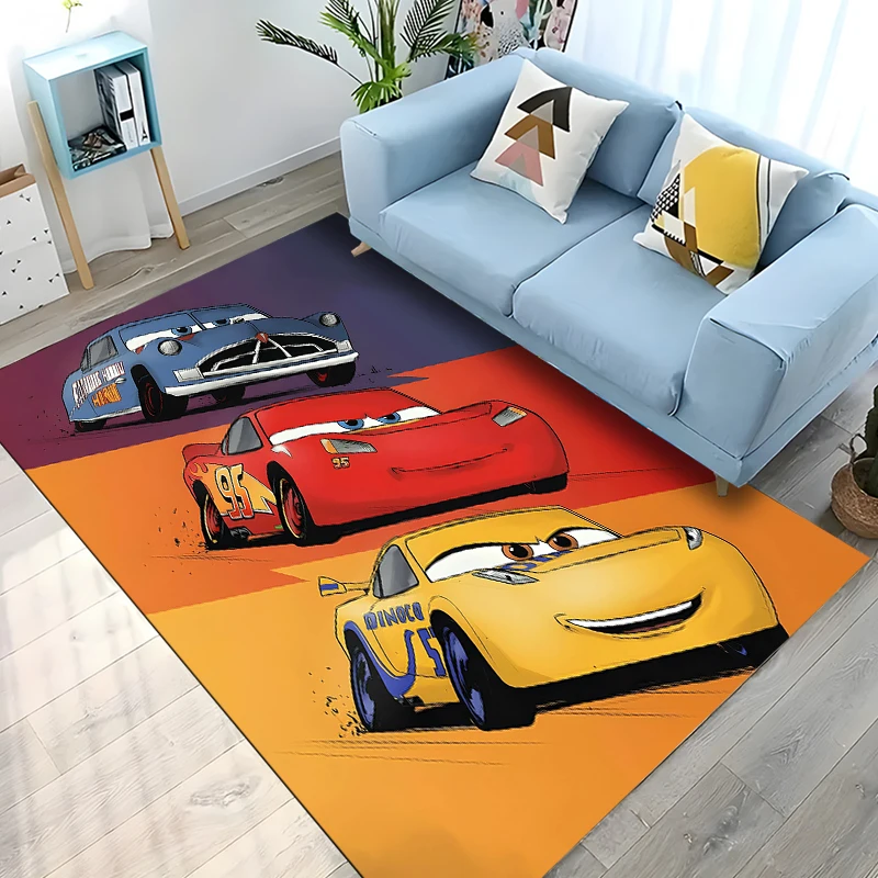 Disney-Tapis à motif Mcqueen Red Cars Rains, Tapis de jeu pour chambre à coucher, Tapis de salon, Polymères rampants, Cadeau de Noël