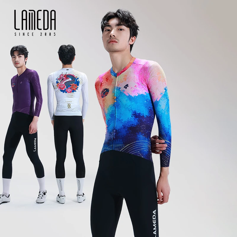 LAMEDA 2024 New Cycling Jersey Professional Men Spring Summer Bike Top Clothing Dragon MTB Road Bicycle Long Sleeves