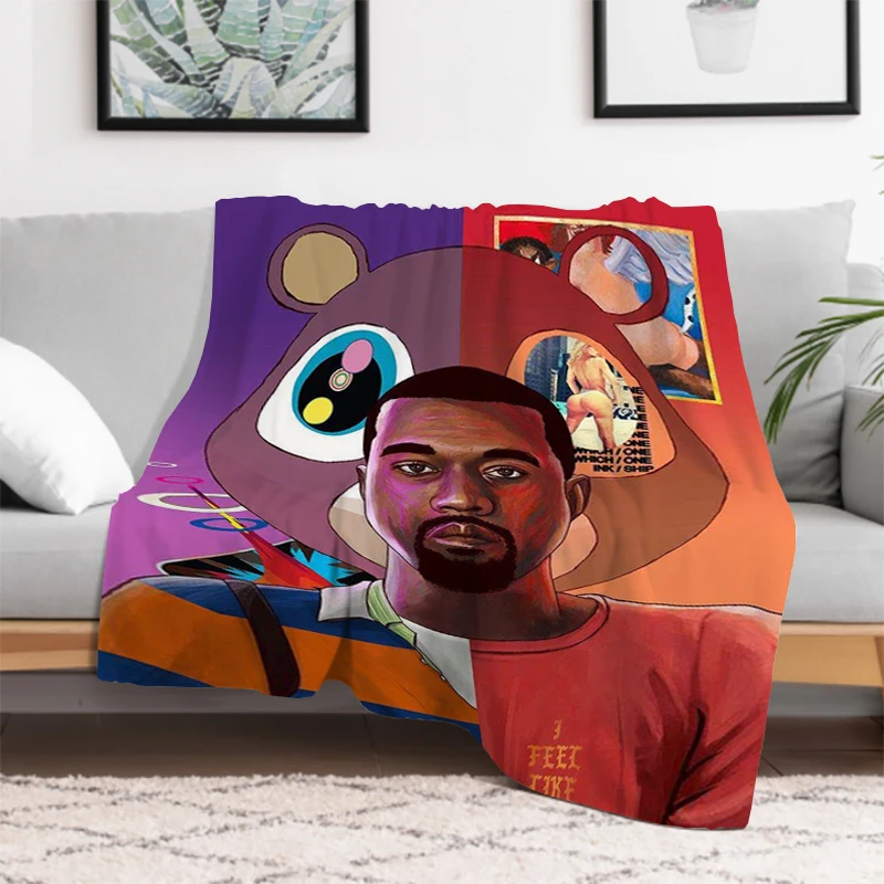 

Pop Rapper Kanye Blanket Fluffy Soft Blankets for Winter Furry Bedspread on the Bed Throw Sofa & Throws Double Decorative Custom