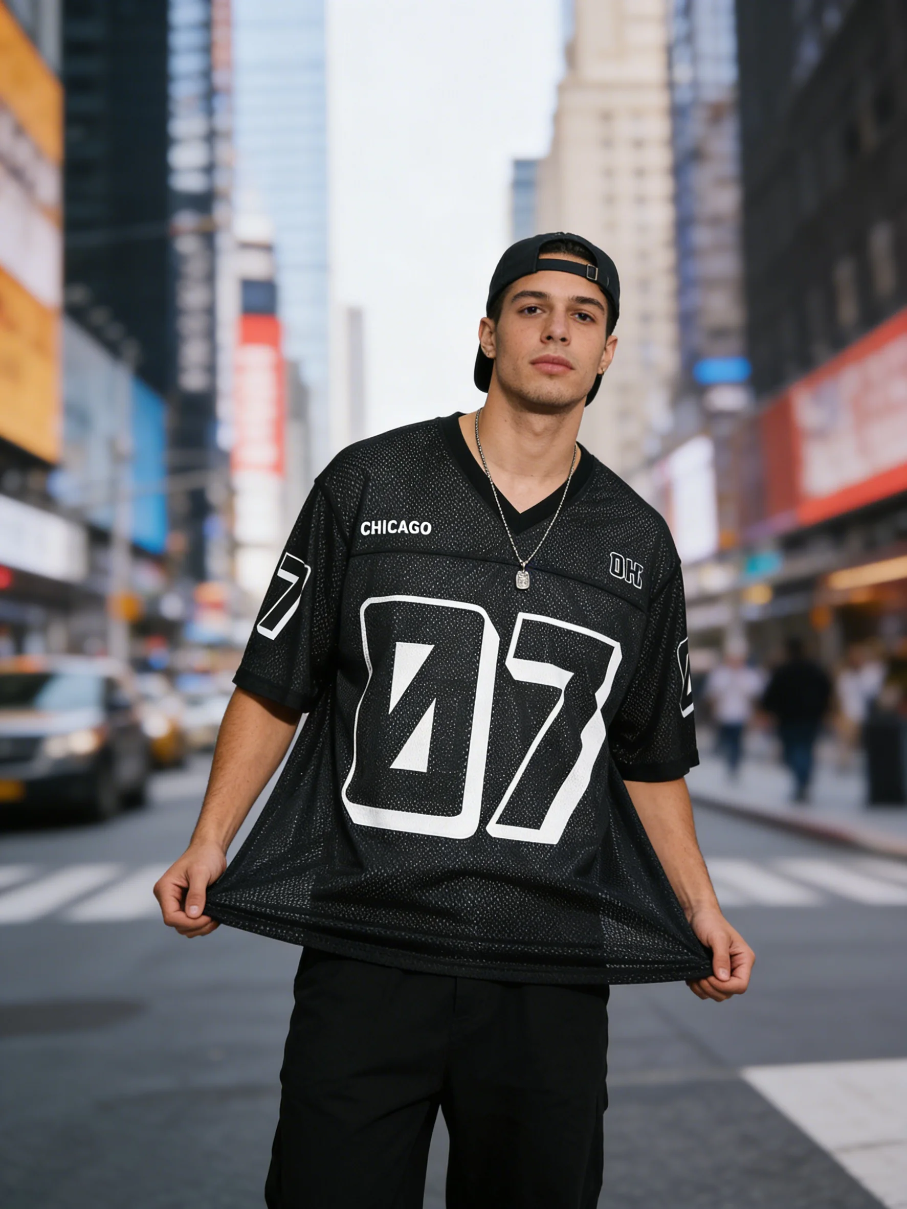 Men's Hip Hop 07 Printed mesh Short Sleeve T-Shirt Black Jersey Number Jersey Baggy Jersey Sport Breathable Streetwear