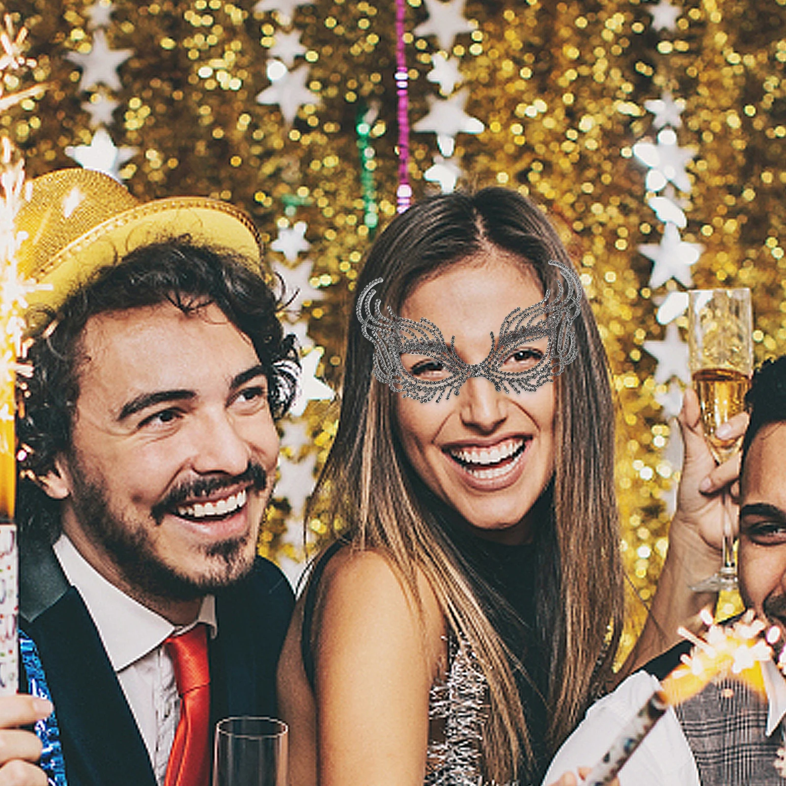 

1Pcs Masquerade with Shine Rhinestones Adjustable Party Mask for Halloween Christmas Costume Dance Event Fancy Dress