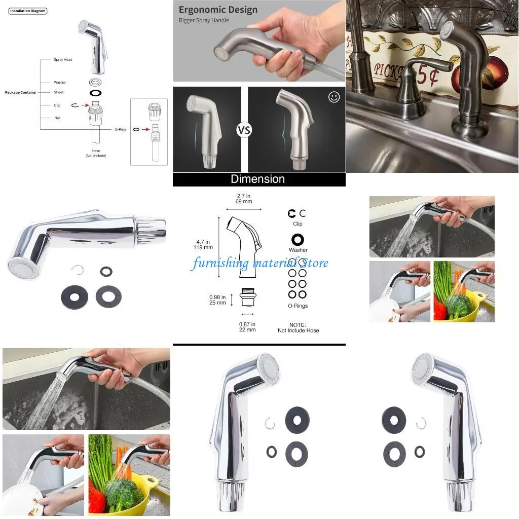 

Y5GD Pressure Sink Sprayer Handle Strong Faucet Sprayer Replacement Simple Installs for Hard Water Dirts