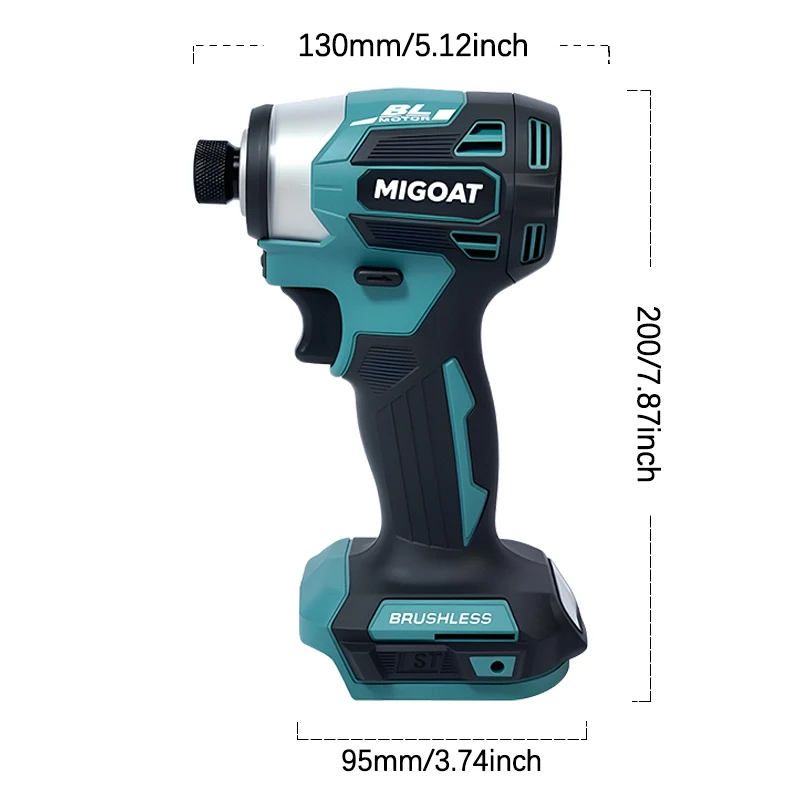 4-Speed Brushless Impact Screwdriver, 1/4" Hex Quick-Chuck Drill Driver with LED Worklight, For Makita 18V-21V Battery