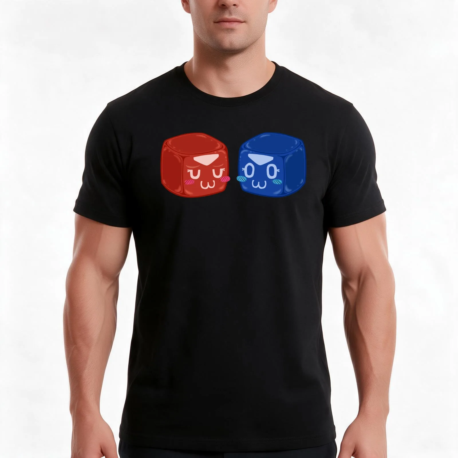 Beat Saber UwU OwO Blocks T-Shirt, Summer Casual Cotton Tee, Oversized Streetwear Tops, Vintage Graphic Print, Unisex Men Women