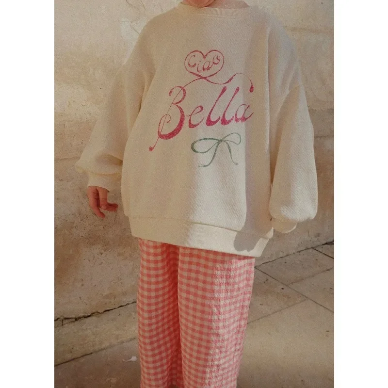 الفتيان الفتيات البلوز 2025 خريف جديد Ks الكرتون موضة الاطفال سترة القطن مخطط فضفاض الفتيات البلوز ملابس الأطفال