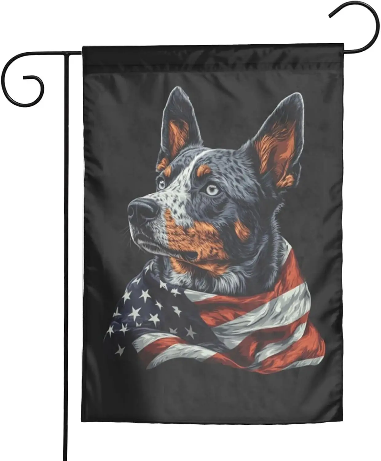 Rqwaaed USA Flag Wearing Blue Heeler Dog 12x18 In Double Sided Garden Flag, Vibrant Colors, All-Weather Outdoor Decor53 AAS