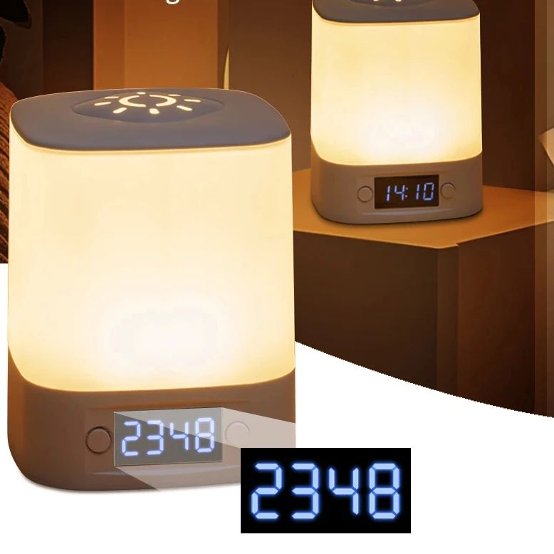

Rechargeable Led Night Light with Time Display USB-Powered Adjustable Brightness Bedside Lamp for Baby Nursery Reading Bedroom