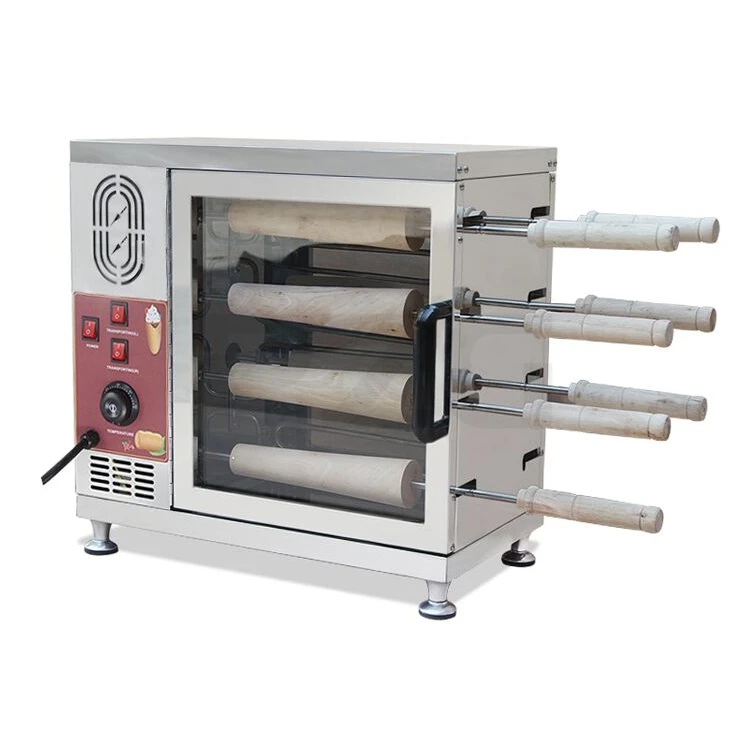 New 8 Rollers Commercial Kurtos Kalacs Croissant Doughnut Ice Cream Cone Maker Chimney Cake Rolls Bread Roll Grill Oven Machine