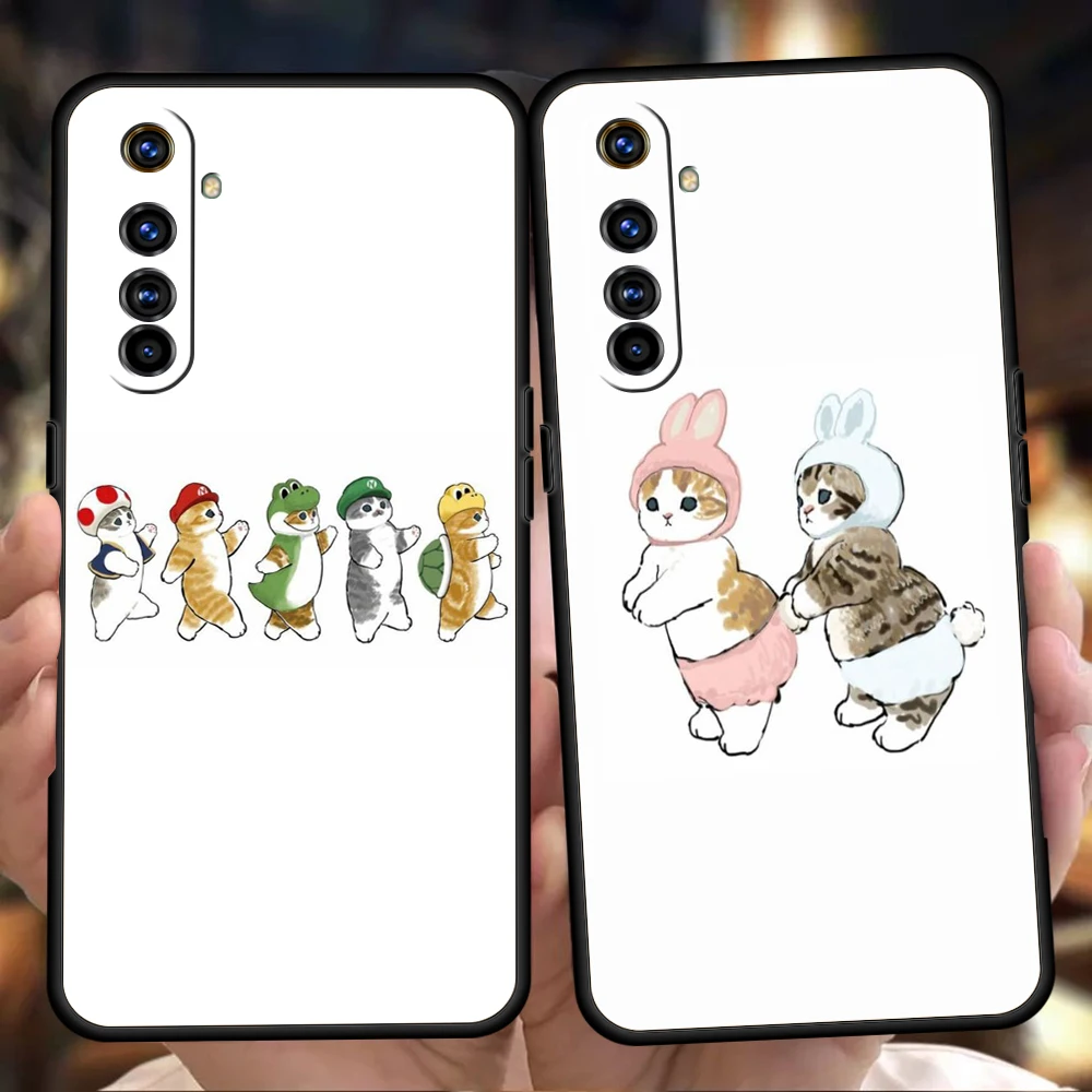 Cute Cat Cartoon Soft Silicone For Realme 8i 9i 9 Pro Plus GT2 Pro C3 6 7 8 Pro C21 C11 C25 Pro 5G Shockproof Phone Cover Coque