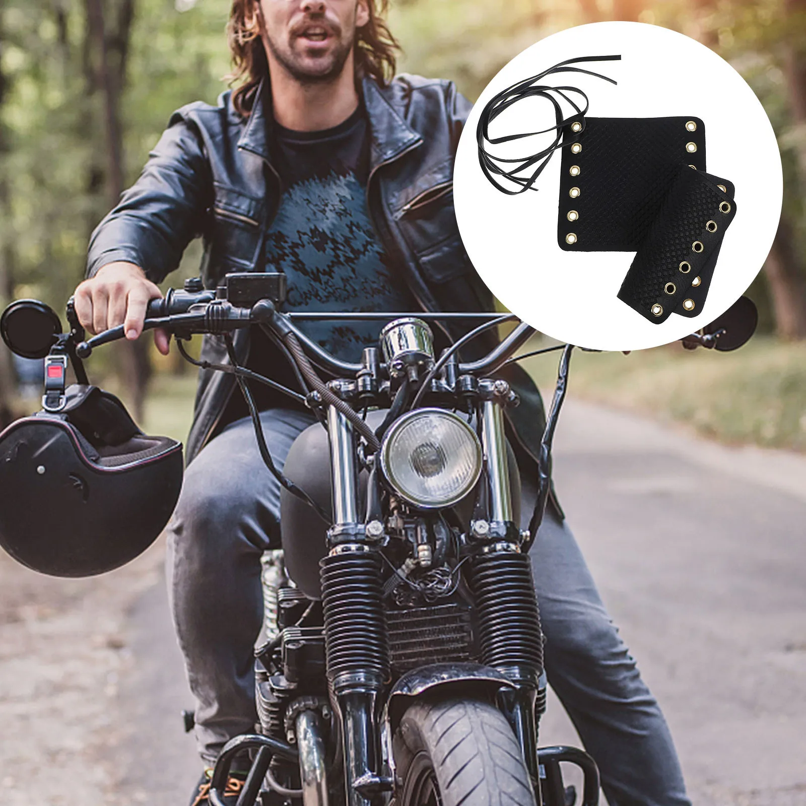 

2Pcs Motorcycle Replacement Grip Covers Comfortable Touching Feeling Vintage Style Durable Motorbike Accessory