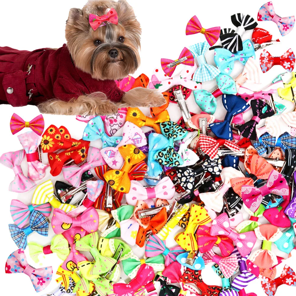 

50/100PCS New Dog Bows With Alligator Clip Mixed Colors Pet Dog Hair Clips Puppy Bows Dog Supplies Pet Grooming Accessories