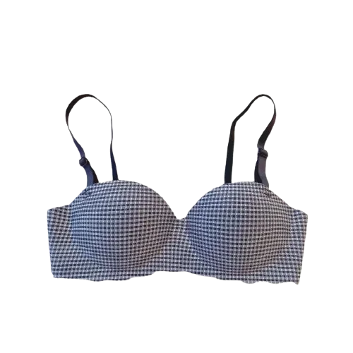 เสื้อชั้นในฝรั่งเศสสำหรับผู้หญิงเสื้อชั้นในผ้าไหมน้ำแข็งไร้รอยต่อแบบเรียบง่ายเสื้อชั้นในดันหนึ่งชิ้นแบบหนาชุดชั้นในผู้หญิงไร้ห่วงเหล็ก