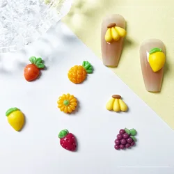 10pcs Kawaii Fruit Vegetable Nail Art Charms Resin Cute Japanese Exquisite Rhinestones Nail Decorations DIY Jewelry Accessories