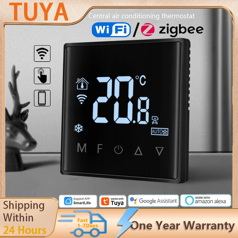 

Умный термостат Tuya Zigbee/Wi-Fi для кондиционера, панель управления вентилятором и фанкойлом, управление через приложение Tuya Smart Life