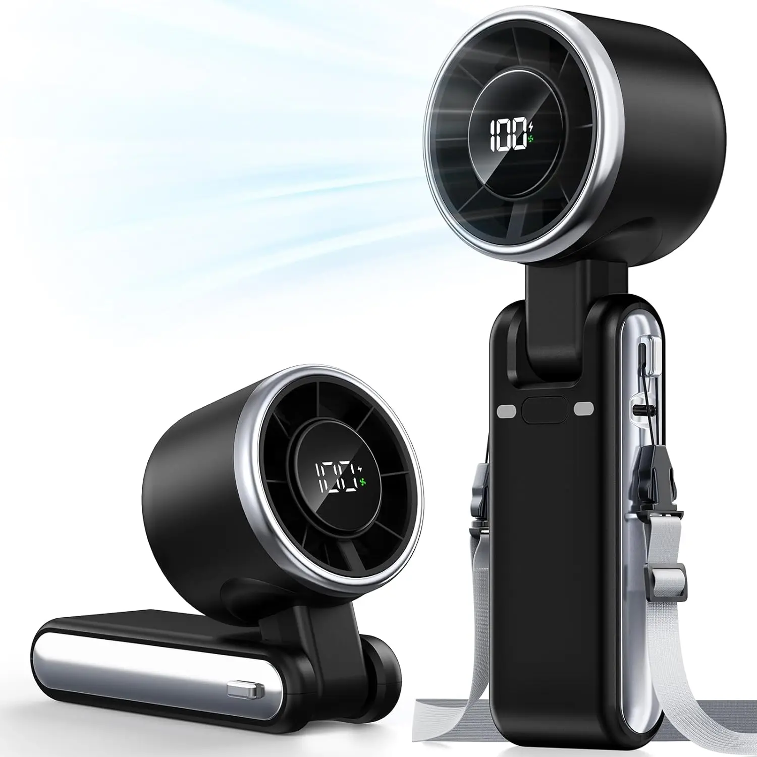 

Портативный турбовентилятор - 5 скоростей, перезаряжаемый, аккумулятор 4000 мАч, компактный дизайн для путешествий и охлаждения.