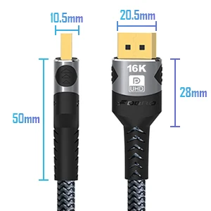 DisplayPort-Kabel 16K DP 2.1 Kabel 16k@30Hz 8K@60Hz, 4K@144Hz, HBR3-Unterstützung 80Gbps, HDCP 2.2, HDR10 für Gaming-Monitor Grafikkarte PC – Detail 9