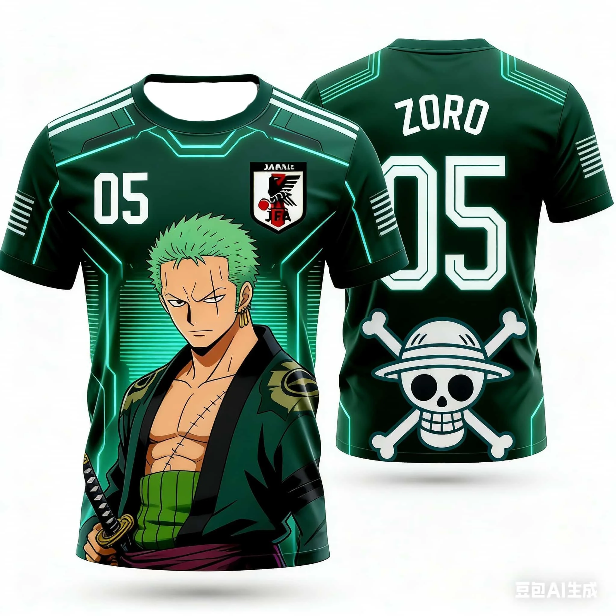 New Japanese Anime One Piece Special Edition Football Jersey Football Family Matching Casual Wear Quick-Drying Sports T-shirt