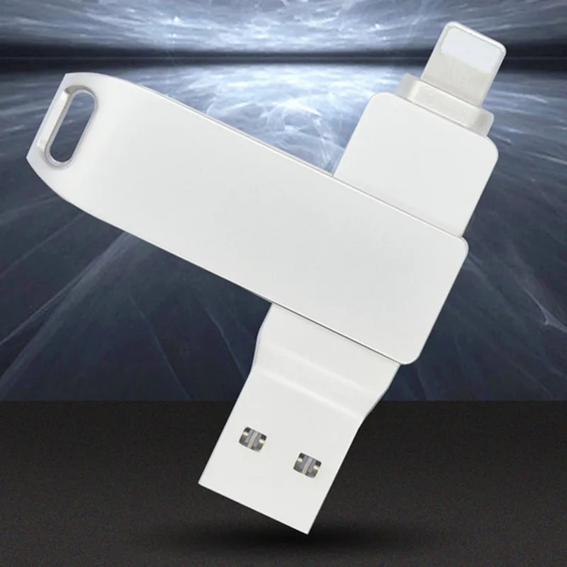 USB 3.0 Flash Drive 128GB For Iphone Lightning iPad PC Pen Drive 64GB 2 in 1 Pendrive 32GB OTG Memory Stick Silver U Disk