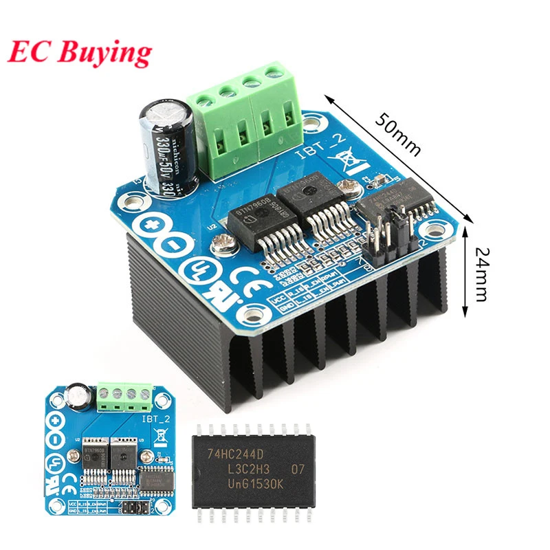 Double BTS7960/BTN7960 43A H-bridge High-power Motor Driver Module/ diy smart car Current Diagnostic 74HC244D SOIC-20