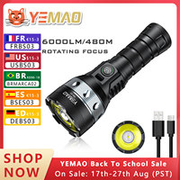 YEMAO A2C 21700 Rechargeable Tactical Flashlight 6160LM LED High beam floodlight switching Outdoor Waterproof Camping lights