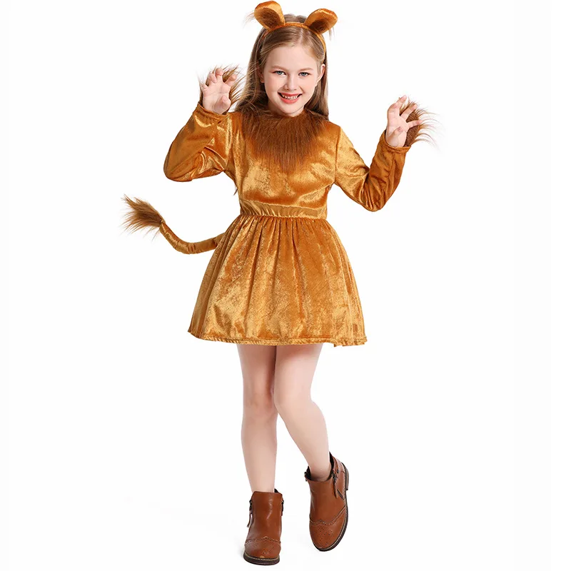 Disfraz de Halloween lindo pequeño León Cosplay Animal vestir cuento de hadas Rey del bosque León trajes de espectáculo escénico traje