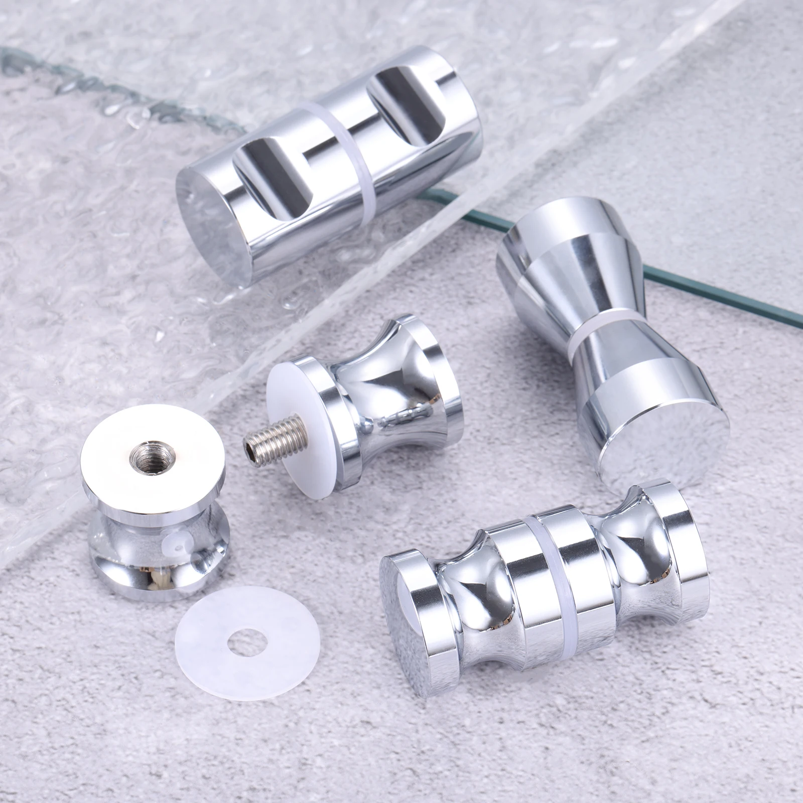 알루미늄 합금 문짝 풀러 푸시 단일 유리 문짝 손잡이, 욕실 샤워 캐비닛 손잡이, 6mm ~ 18mm 두꺼운 유리