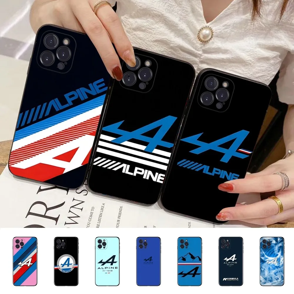 A-Alpine Logo Tricolor French Flag Phone Case Silicone Soft for iphone 16 15 14 13 12 11 Pro Mini XS MAX Plus X Cover