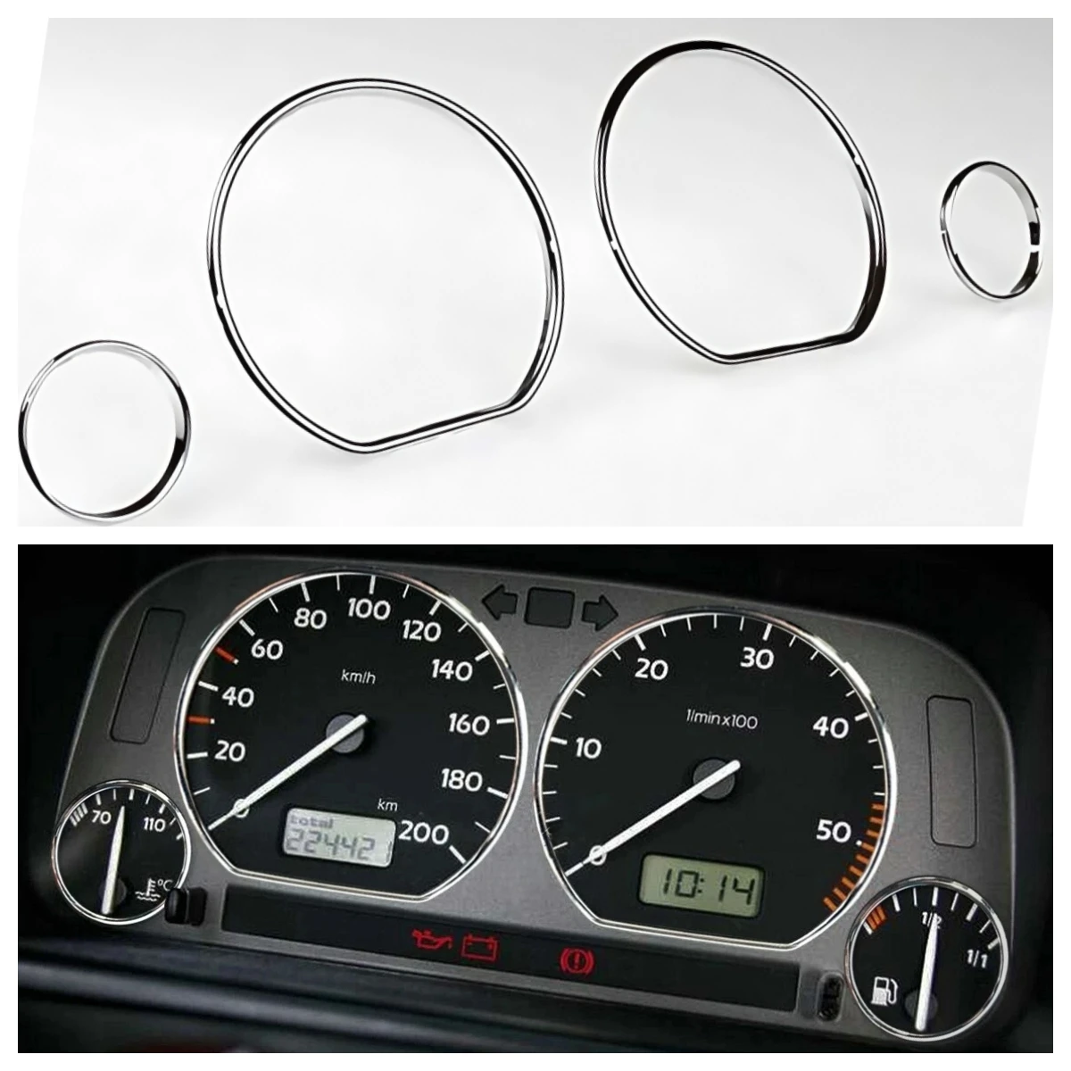 

Для VW Golf 3 MK3 Vento Polo MK4 4-6N: Хромированное кольцо-накладка на циферблат спидометра, панель приборной панели