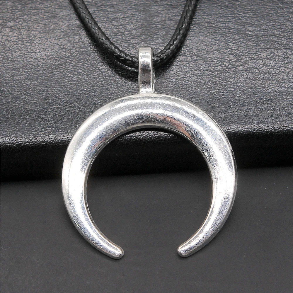 Punk Witch Horn Crescent Pendant Necklace For Women Men Half Moon Necklace Crescent Lune Necklace