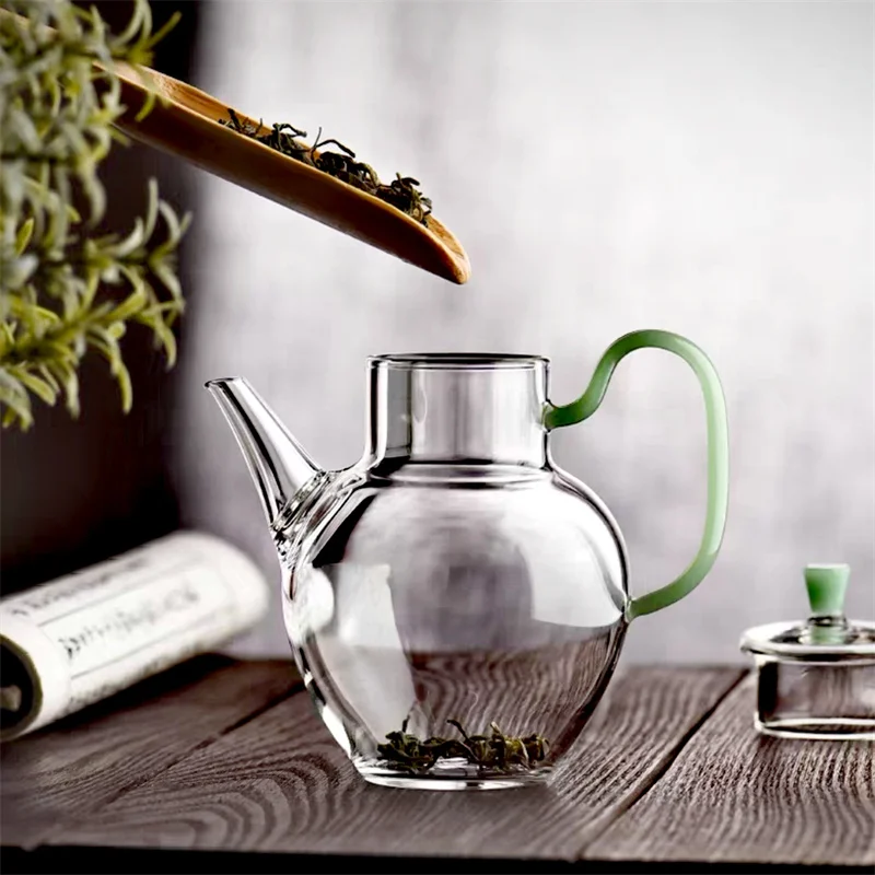 210ml High Borosilicate Small Glass Teapot Heat Resistance Tea Kettle Teaware Fruit Flower Kung Fu Tea Set Tea Brewing Tea Set