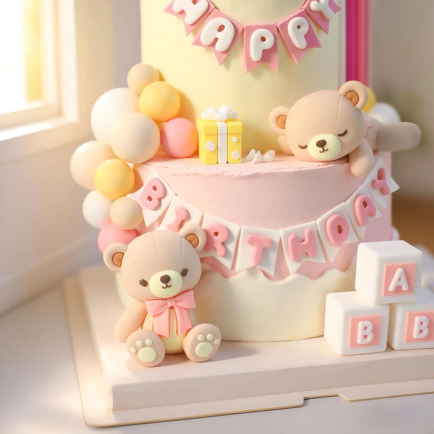 2 Stück 3D Baby-Bären-Kuchenaufsätze „Wir können es kaum erwarten“ Bären-Geburtstagskuchendekorationen für die Geschlechtsoffenbarung, Babyparty-Kuchendekoration – Detail 39