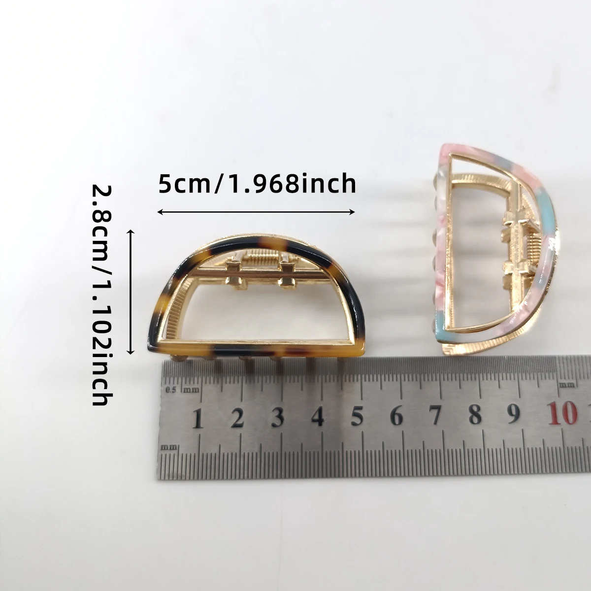 Pinzas para el cabello de 5cm, accesorios para el cabello a la moda, Mini pinza de horquillas de aleación de acetato de forma media redonda