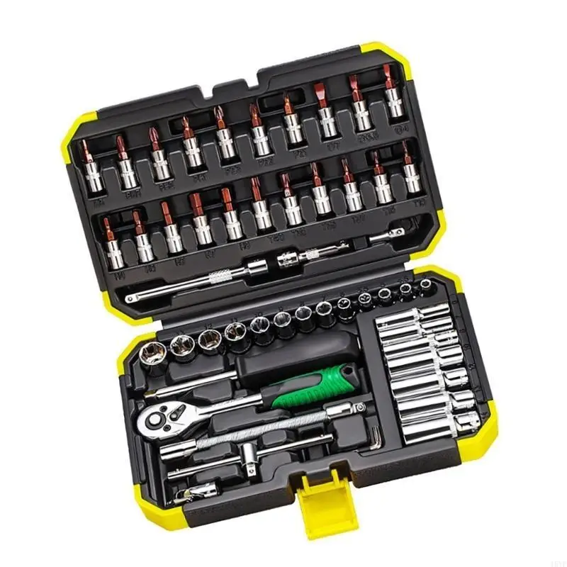 53 peças Sockets Chaves Definir destaques 1/4 polegadas Chaves e barra extensão Ratcheting para necessidades reparo