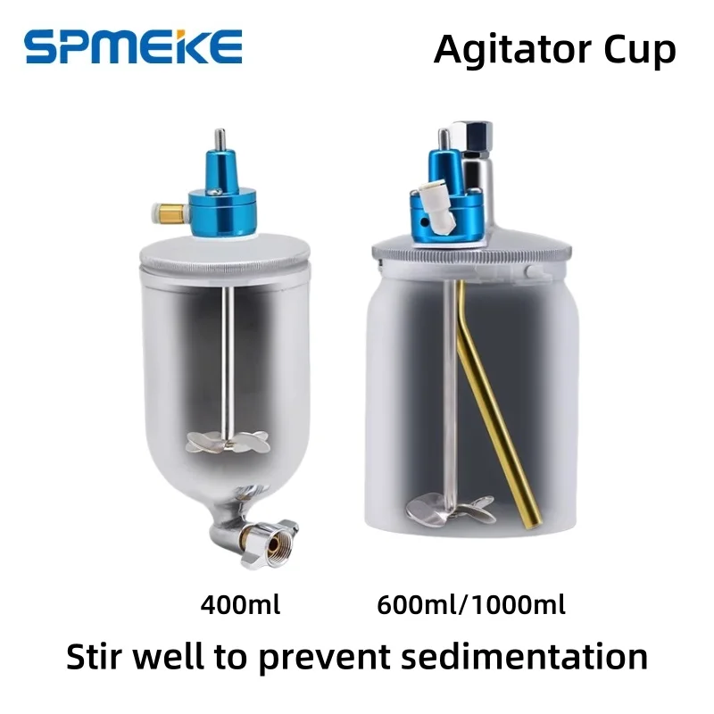 

SPMEKE Mini Agitator Cup Pneumatic Stirring Pot anti-sedimentation Paint Mixing Cup Matching W-71/101 Gravit/Suction Spray Gun