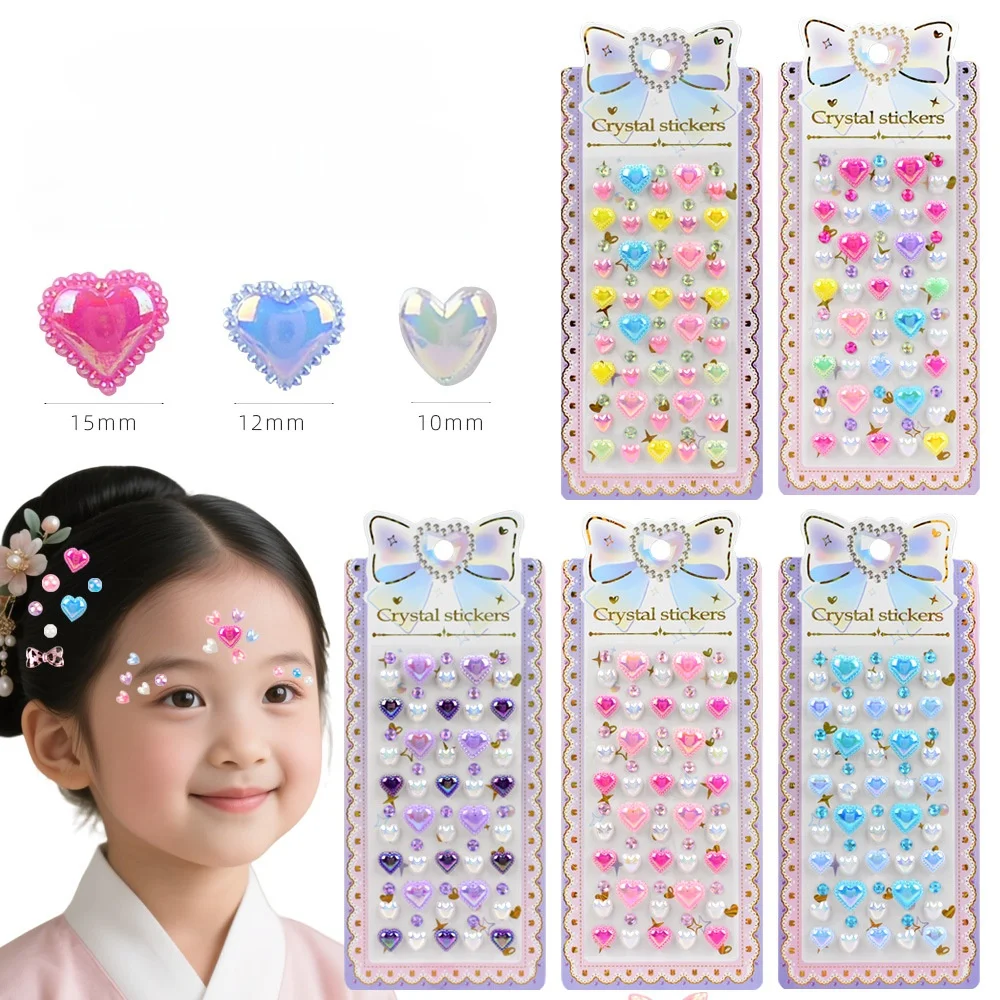 

5 шт. Kawai Diamond Love детские наклейки модные хрустальные девушки сценическое платье лицо глаз DIY ремесленные наклейки награды маленький подарок