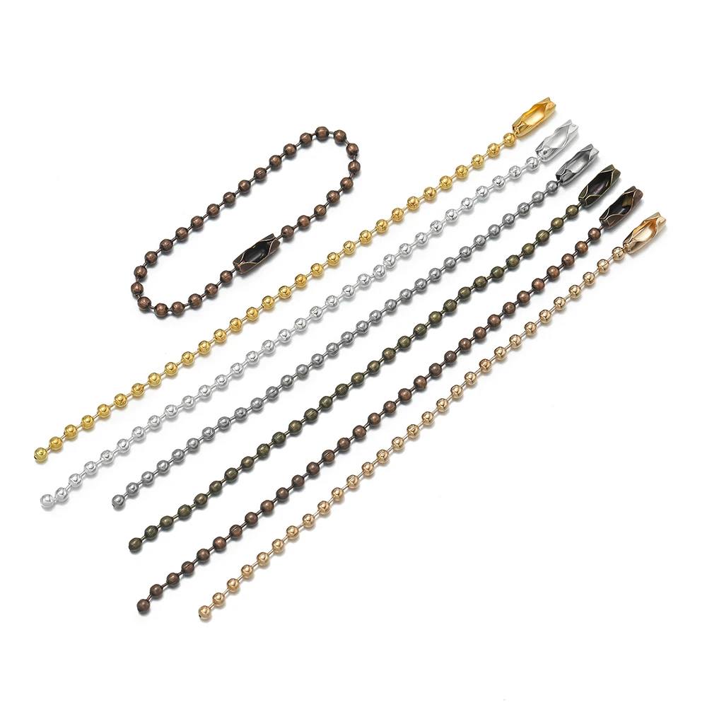 

50pcs/Lot 11-12cm Length Round Ball Bead Chains Dog Tag Bulk Chains Connector for DIY Pendants Jewelry Making Accessories