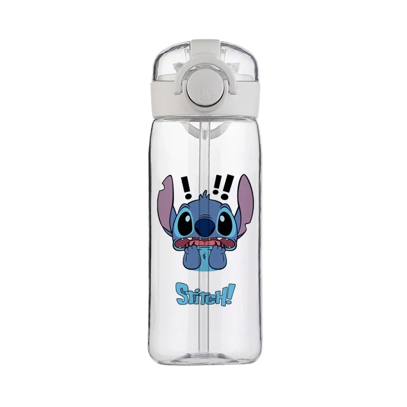 Disney Stitch Cup Klare Marke Hochwertige Wasserflasche Outdoor Sport Auslaufsicher Niedliche Kunststoff-Schulwasserflasche für Kinder 400 ml