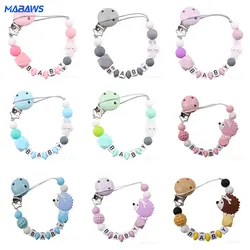 Personalized Name Pacifier Clip Small Rabbit Gum Teether Silicone Bead Animal Shape Customized Baby Name Pacifier Chain Gift Toy