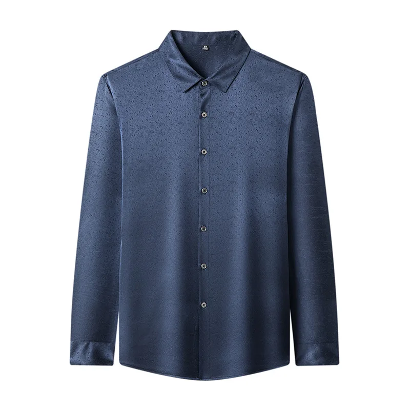 Men Spring Long-sleeved Mulberry Silk Shirt High Quality Silk Shirt Casual Business Silk Men Top