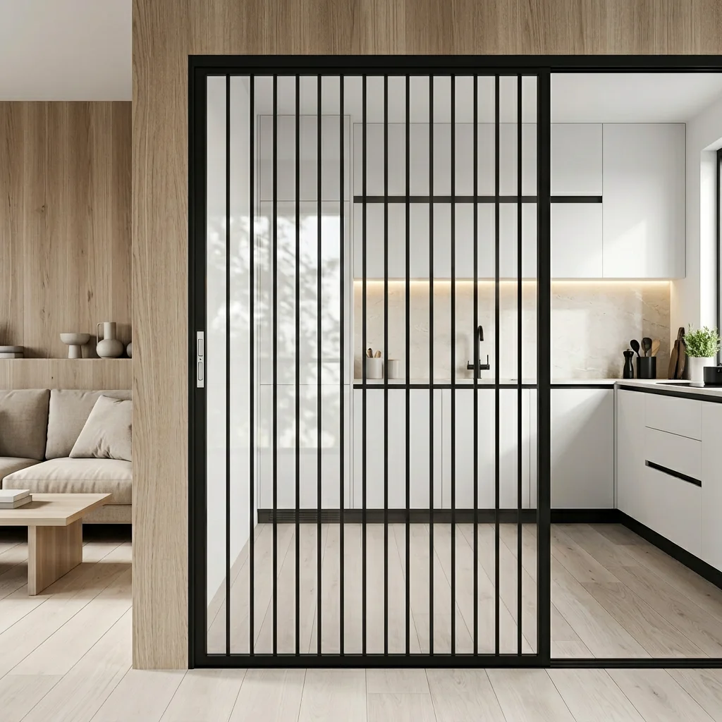 Customizable Aluminum Alloy PVC Sliding Partition Door Vertical Strip Folding Retractable Divider For Kitchen Household Interior