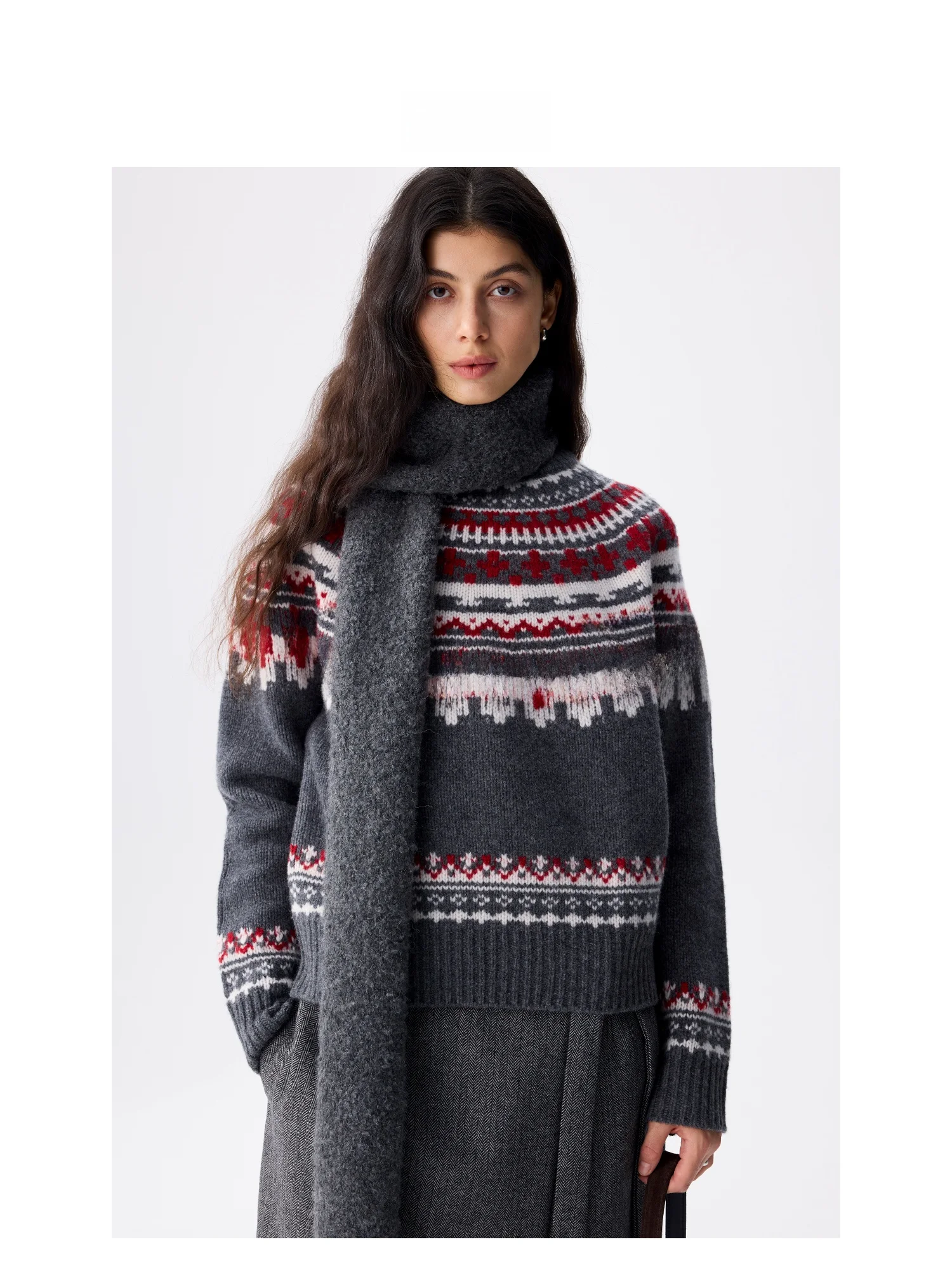 

Утепленный шерстяной вязаный пуловер с круглым вырезом, полностью шерстяной, HA Island Sle, женская повседневная одежда, китайский бренд