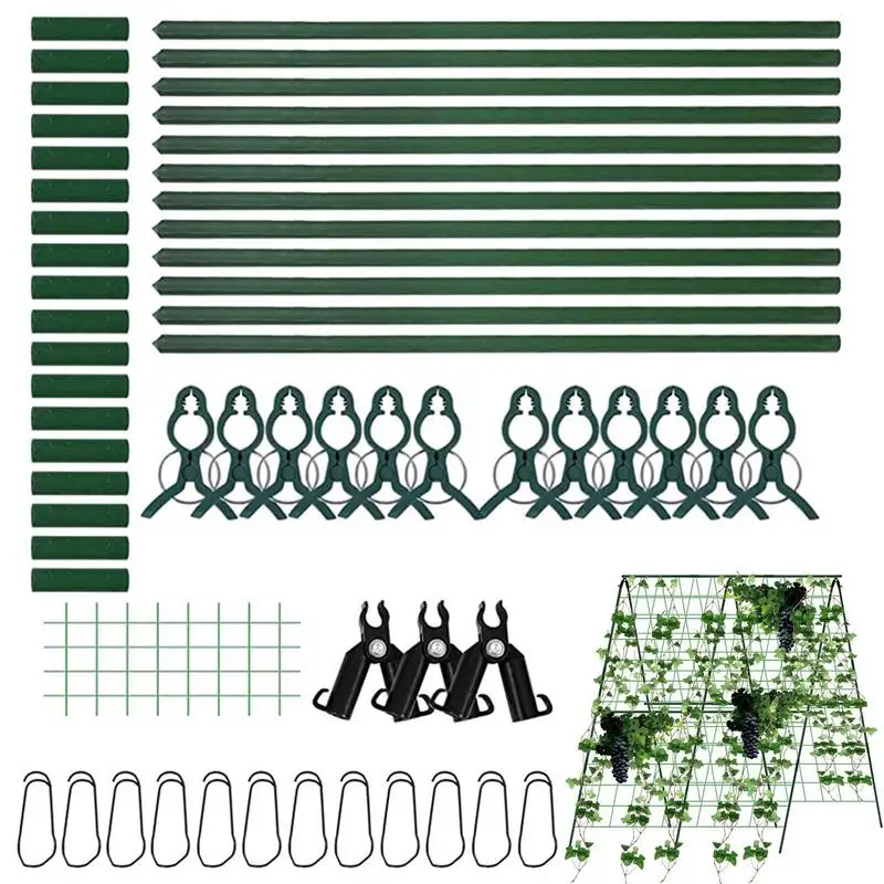 

Cucumber Trellis Set A-Frame For Garden Vegetable Plant Grow Supports Fit Climbing Plant Detachable With Net And Clips Accessory