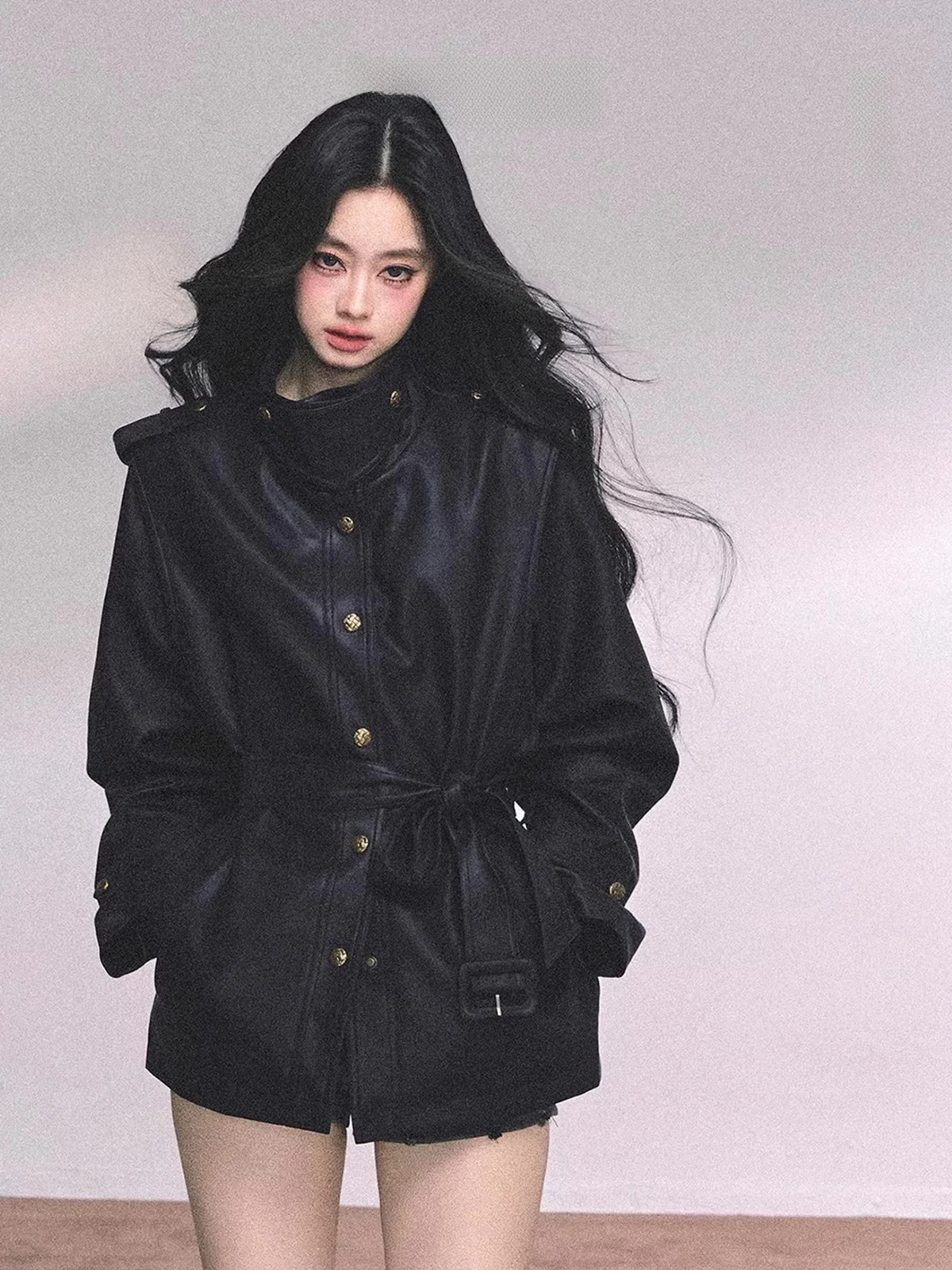 AOMALM アメリカンスタイルクールウィンド PU レザージャケット女性ルーズ冬コート長袖スタンドカラーユースレギュラーフィットアウター