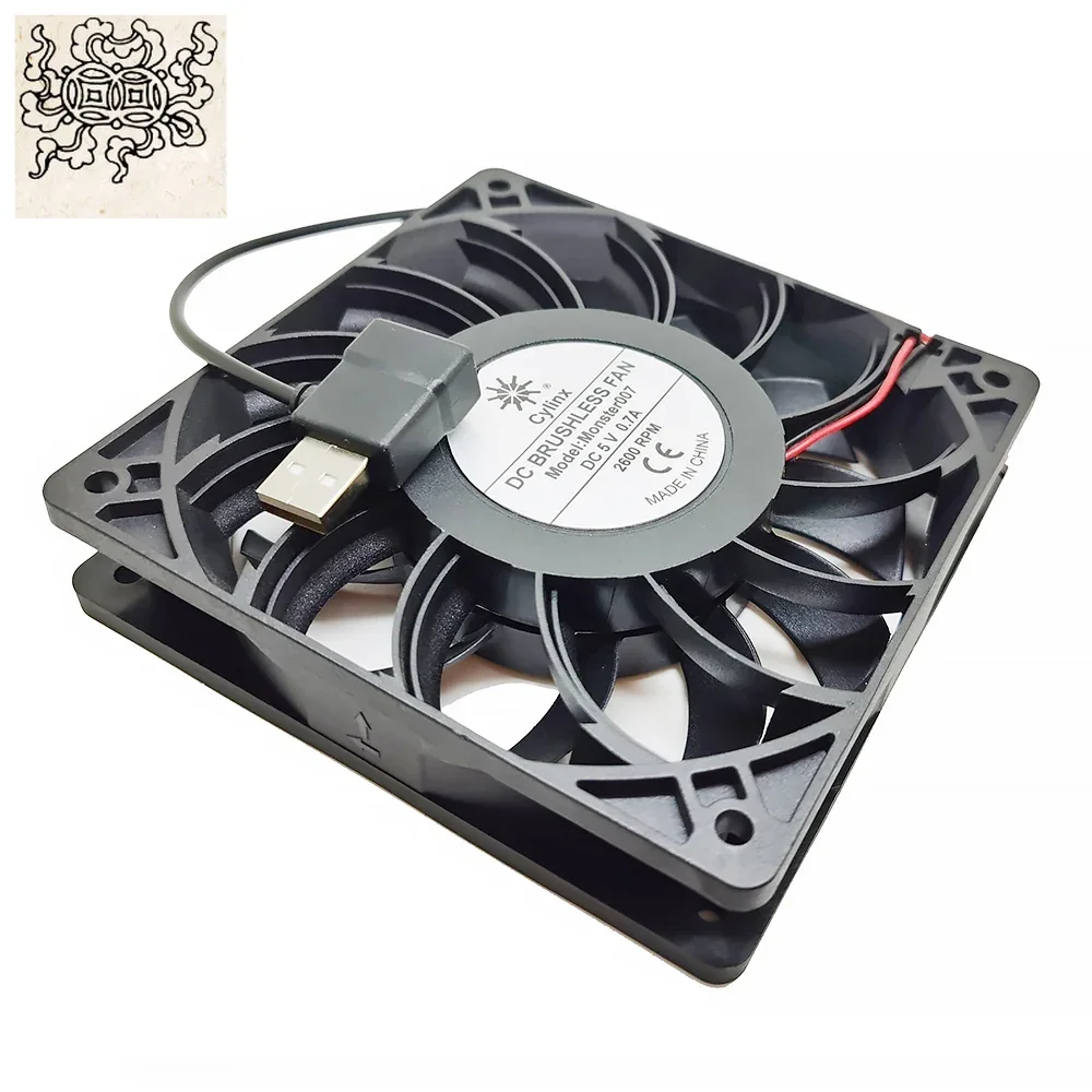 

Ltsf For 12cm Strong Cooling Air Router Cooling Fan DIY PC Cooler TV Box High-speed DC 5V USB Power 120mm Fan 120x25mm Cooling E