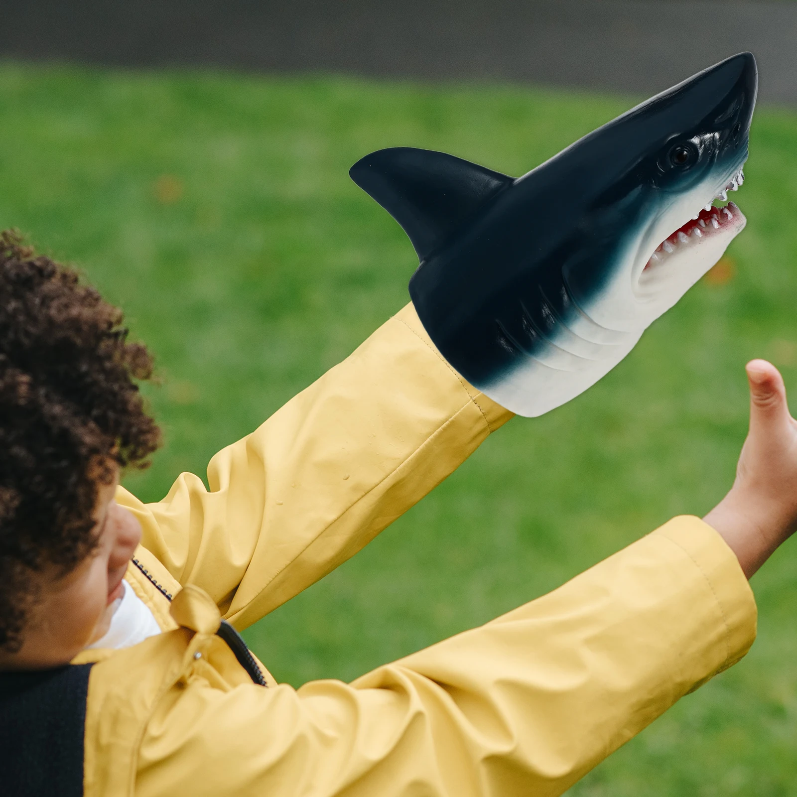 2 pezzi di burattino con braccio di squalo, mano giocosa per bambini, giocattoli per mordere le dita degli animali, ruolo per bambini
