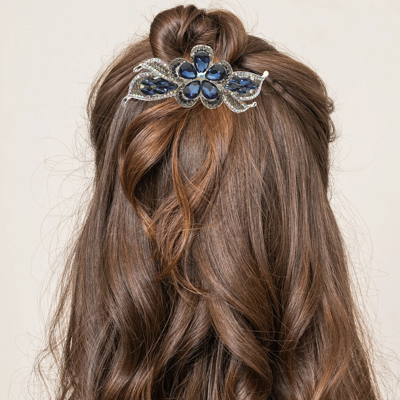 

Rhinestone Clip Sparkly Barrette For Women Spring Clip Hold Back Shiny Jewelry Bun Holder Hair Accessories For Thick Fine Hair