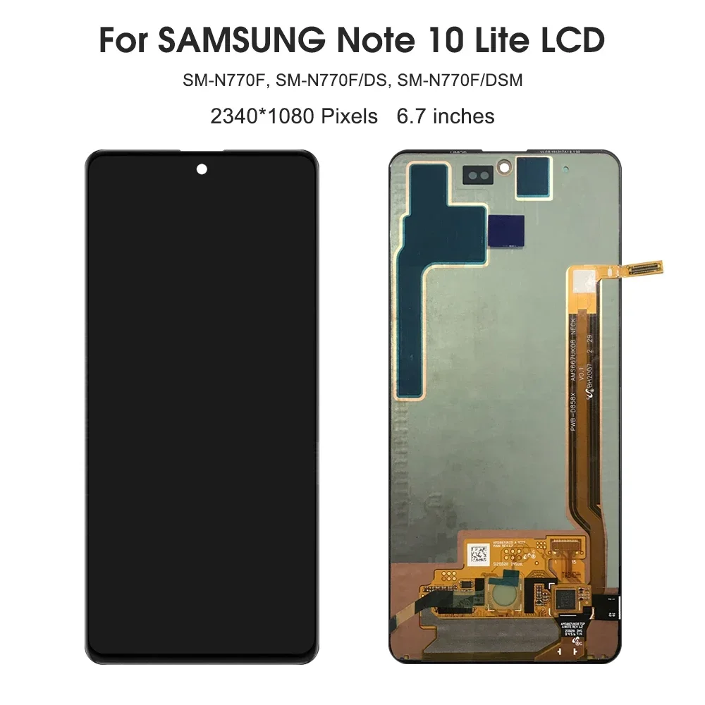 

ЖК-дисплей 6,7 ''Note 10 Lite для Samsung для Ori Note10 Lite N770F N770F/DS, сменный сенсорный экран с цифровым преобразователем в сборе